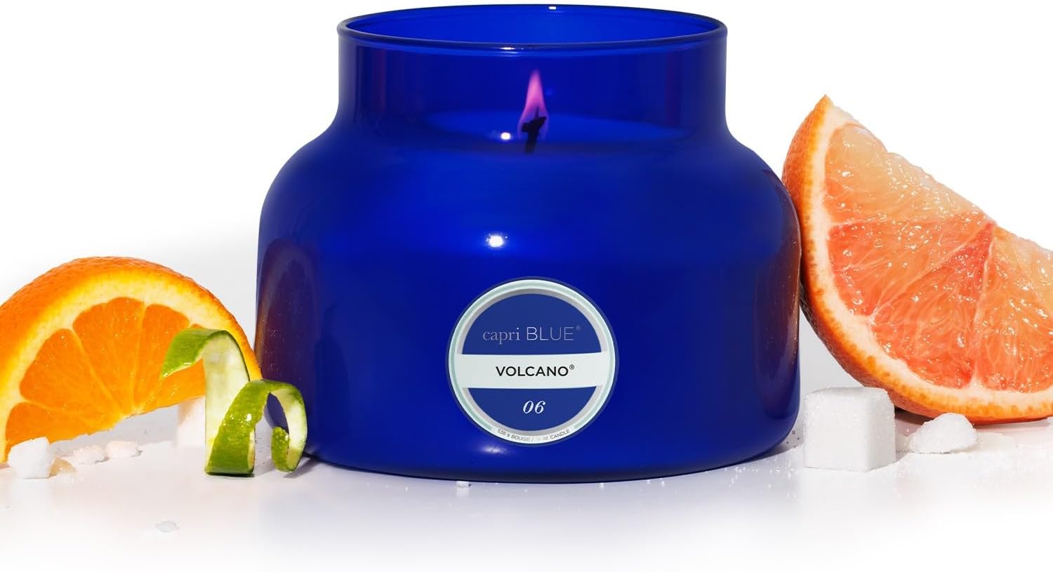 Capri Blue Volcano Scented Candles - Luxury Glass Jar Candles for Home Scented with Tropical Fruit & Sugared Citrus - Soy Wax Blend - Blue Color (19 oz)