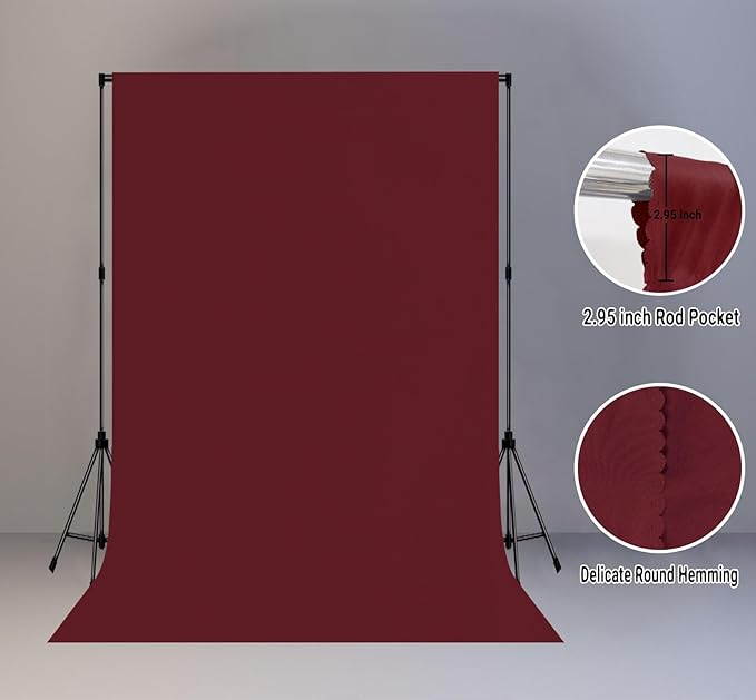 6x9FT Burgundy Red Screen Backdrop for Photography Photo Booth Wine Red Backdrop for Photoshoot Background