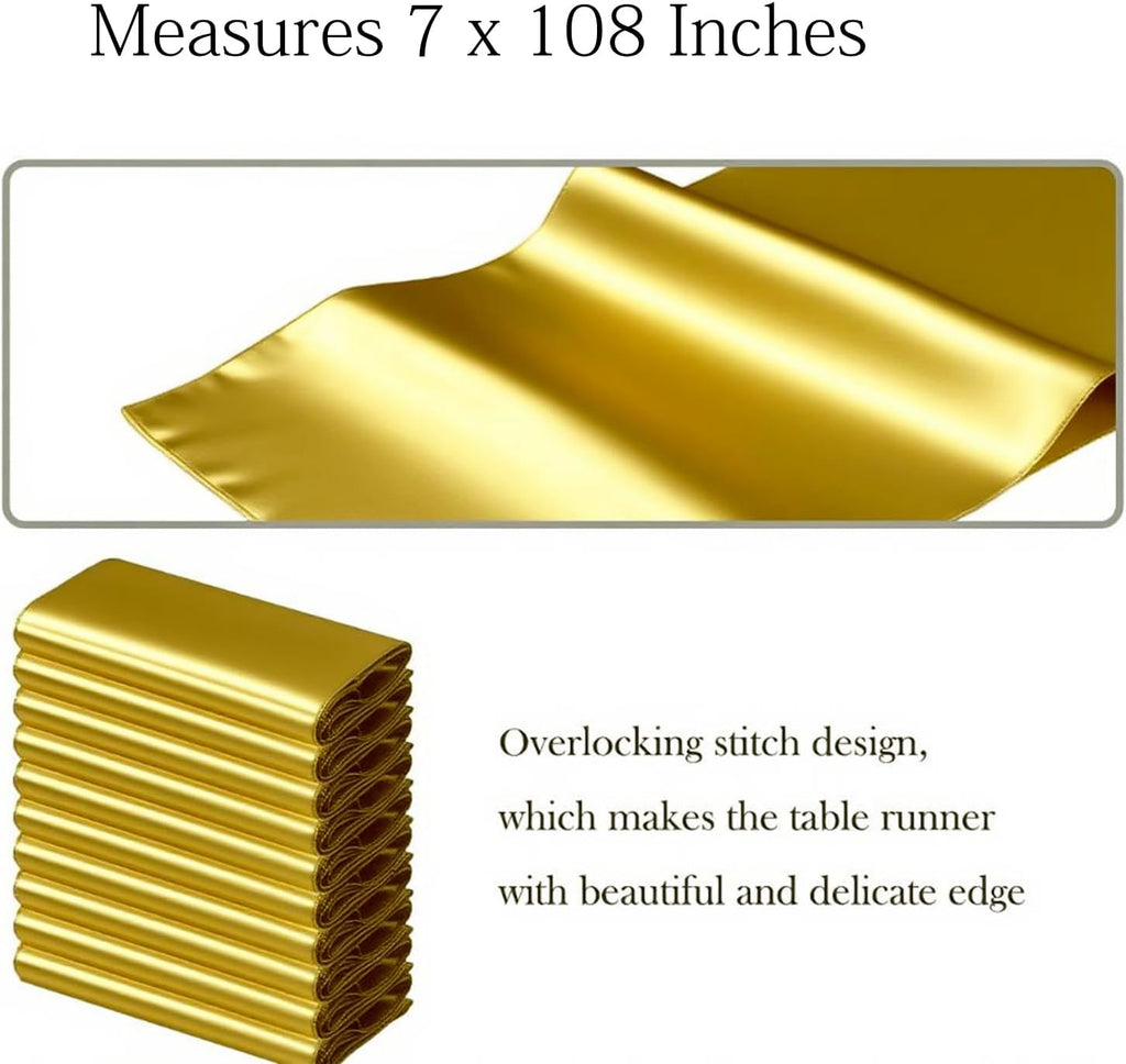 Wedding Satin Gold Chair Sashes Bows 50 Pack Fitted Chair Ribbons 7x108 Inches Chairs Ties for Party Birthday Fiesta Engagement Ceremony Bridal Shower Decor - Gold, 50