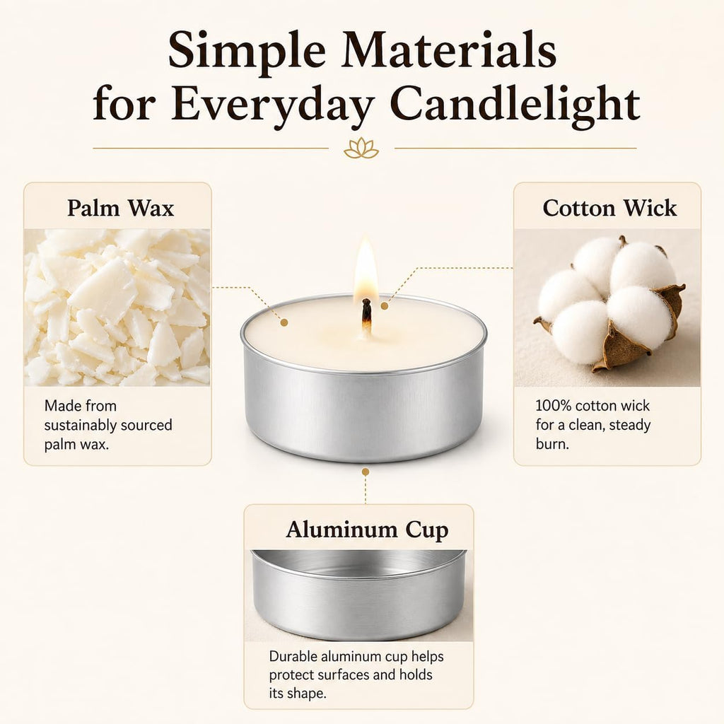 Tea Lights Candles 80 Pack, 4 Hour Palm Wax White Tealight Candle Bulk for Home, Natural Unscented Small Votive for Wax warmer, Smokeless and Dripless Tea Light for Wedding, Shabbat, Emergency