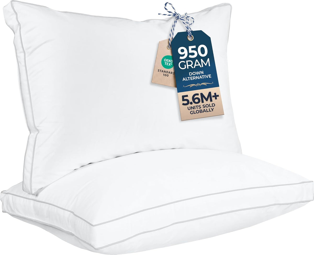 Utopia Bedding Gusset Bed Pillow, Hotel Pillows Standard Size Set of 2