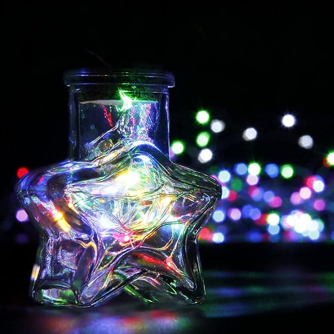 CYLAPEX 12 Pack Multicolor Fairy Lights String Battery Operated Fairy Lights Firefly Lights Micro LED Starry String Lights on 3.3ft/1m Silvery Copper Wire for DIY Christmas Decoration Costume Wedding