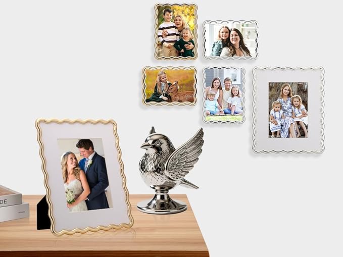 8 x 10'' Premium Alloy Silver Photo Frame with 5x7'' Mat - Luxury Hi End Display Picture Frames 5x7'' with Black Velevt Back