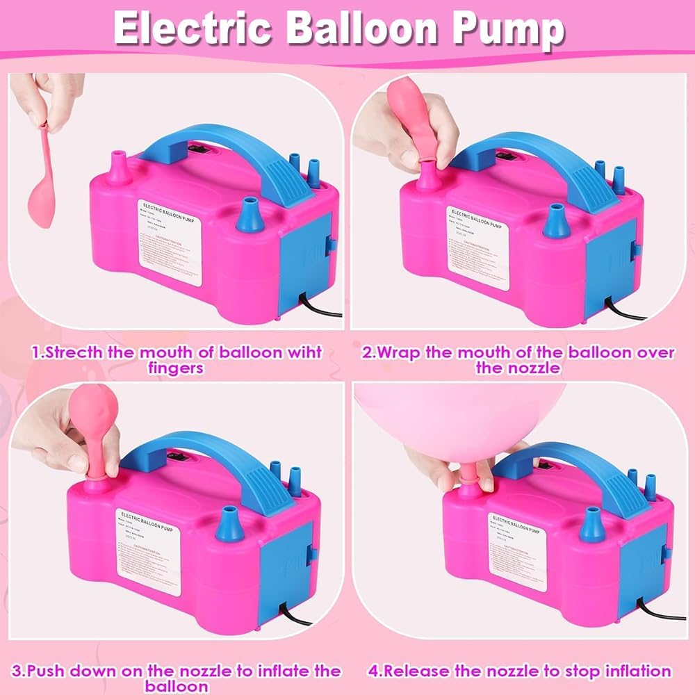 balloon arch kit and balloon pump, 9ft tall shown in use