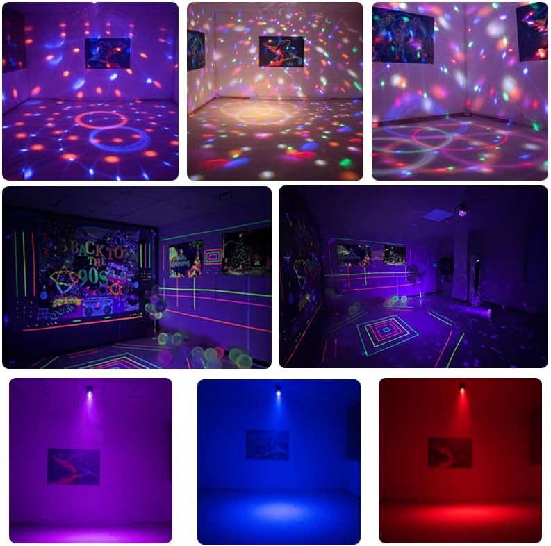 LED Disco Ball Party Light, Sound Activated Remote, 6 Color Strobe Lamp