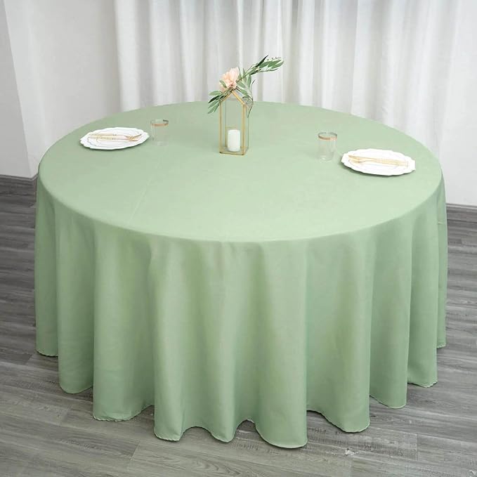 Efavormart Round Tablecloth, 132 Inch Stain & Wrinkle Resistant Washable Table Cloth, Decorative Polyester Fabric Table Cover for Banquet, Wedding, Dining- Sage Green