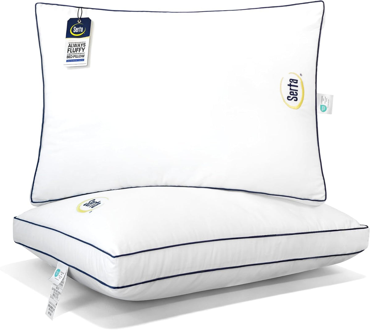 Serta Bed Pillows Queen/Standard Size Set of 2, Medium Soft Support, White