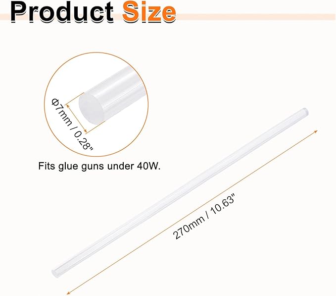 HARFINGTON 10pcs Hot Glue Sticks 0.28" Dia x 10.63" Long EVA Mini Hot Melt Adhesive Glue Stick for Hot Melt Gun Wood Plastic Glass Flowers Fabrics Foam, Clear