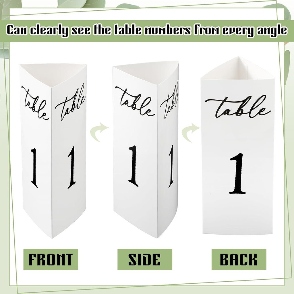 Maitys Trifold Wedding Table Numbers 1-20 Paper Table Number Cards Black and White Freestanding Numbers for Wedding Parties and Events Reception Decorations(Black)