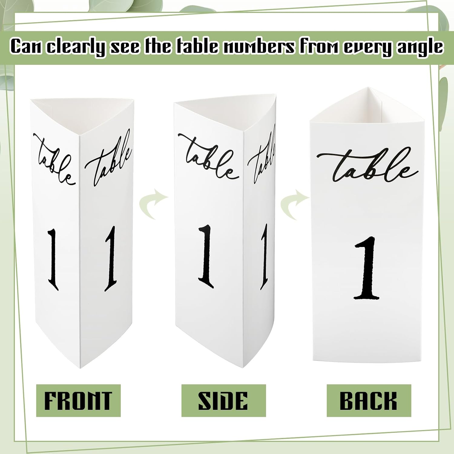 Maitys Trifold Wedding Table Numbers 1-20 Paper Table Number Cards Black and White Freestanding Numbers for Wedding Parties and Events Reception Decorations(Black)