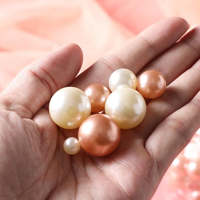 200 Pcs Vase Filler Beads Rosegold Pearl Beads for Vase No Hole Pearls for Centerpieces Vases Home Table Party Decor Wedding DIY 8/14/20mm