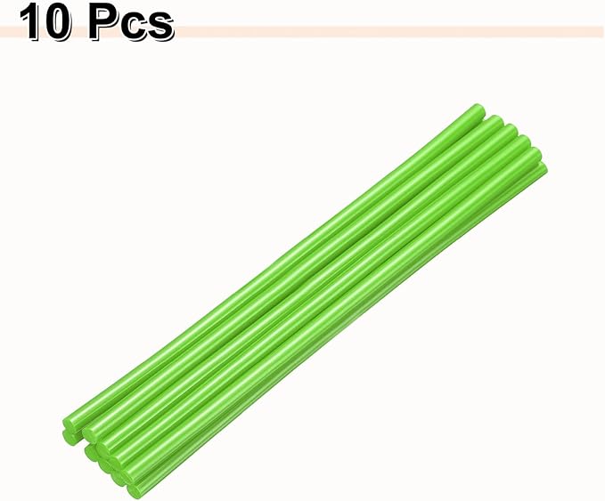 HARFINGTON 10pcs Hot Glue Sticks 0.28" Dia x 9.84" Long EVA Mini Hot Melt Adhesive Glue Stick for Hot Melt Gun Wood Plastic Glass Flowers Fabrics Foam, Light Green