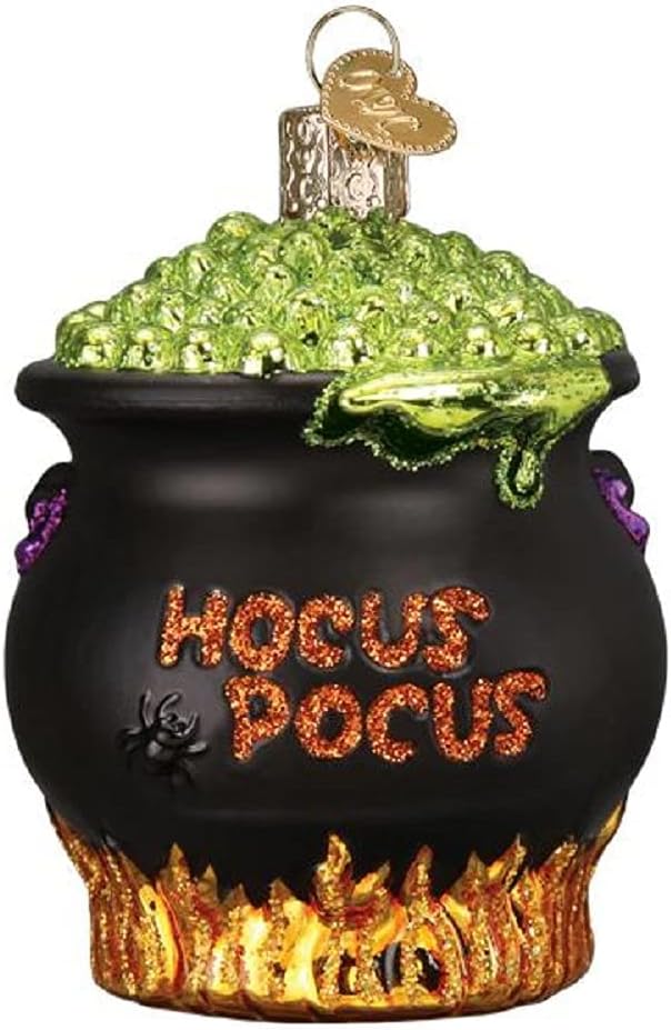 Old World Christmas Halloween Cauldron Glass Blown Ornament for Christmas Tree, Handcrafted Holiday Decoration, Halloween Collection