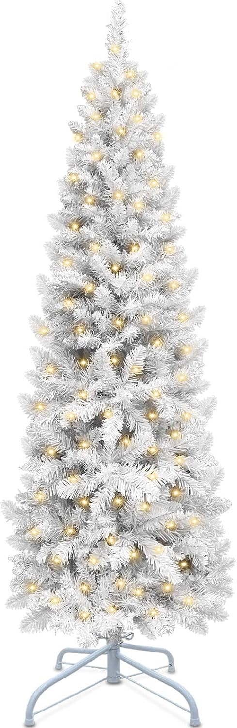 5 ft prelit white pencil artificial christmas tree, main product view