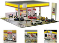 1/64 scale gass station building scene model, realistic, main product view