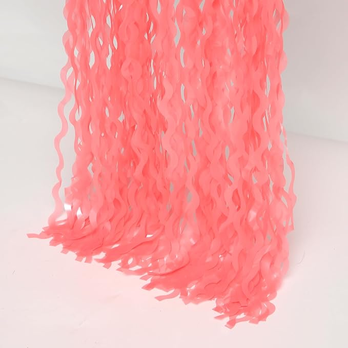 Wavy 4 Pack Watermelon Red Foil Curtain Backdrop - 3.3X.6.6ft Metallic Tinsel Foil Fringe Curtains Photo Booth Props for Birthday Wedding Engagement Holiday Celebration Party Decorations
