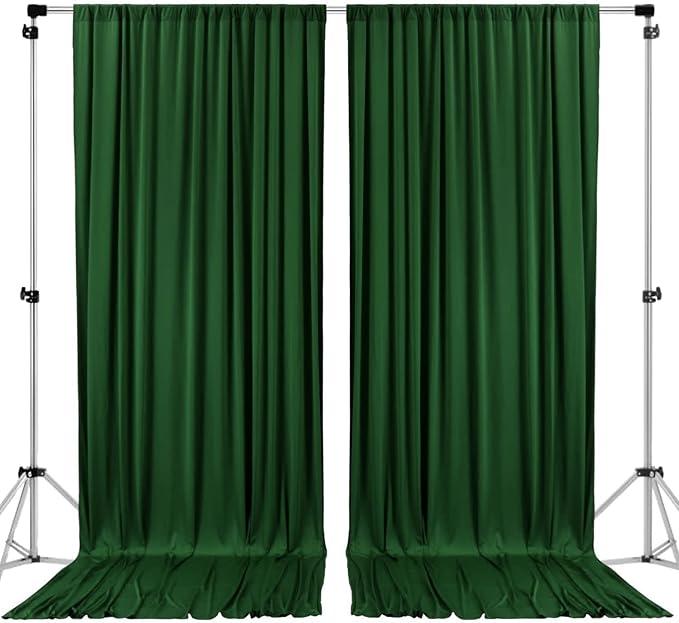 AK TRADING CO. 10 feet x 8 feet IFR Polyester Backdrop Drapes Curtains Panels with Rod Pockets - Wedding Ceremony Party Home Window Decorations - Hunter Green