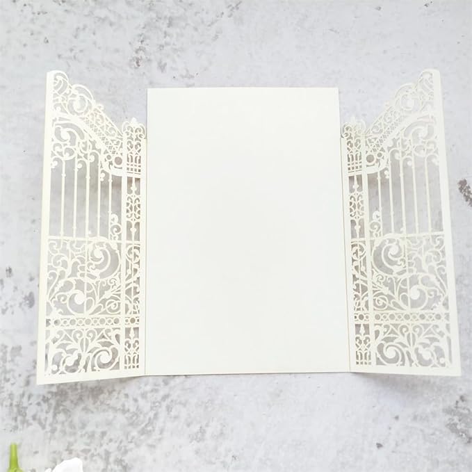 MillaSaw Glitter Ivory Invitation Card For Marriage Birthday House Warming Invitation Kits (IVORY GLTTER, 4.9"x7.1")