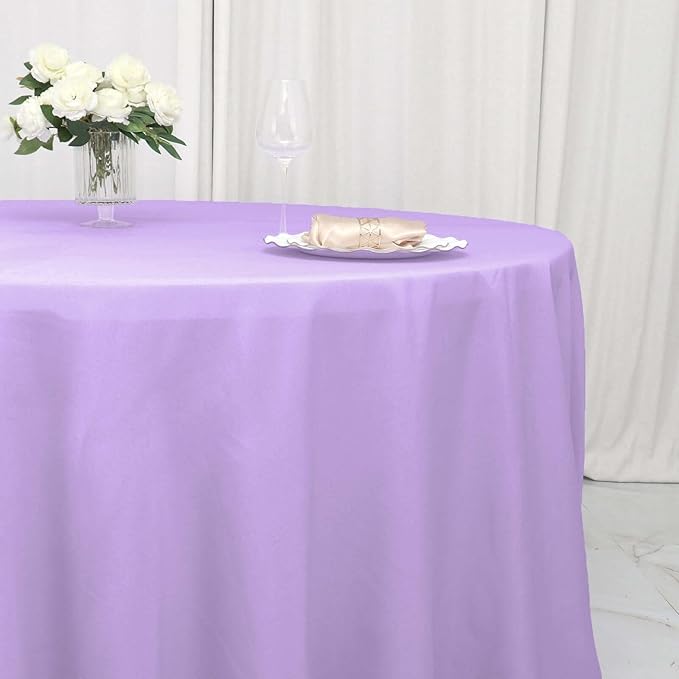 Efavormart Round Tablecloth, 132 Inch Stain & Wrinkle Resistant Washable Table Cloth, Decorative Polyester Fabric Table Cover for Banquet, Wedding, Dining- Lavender