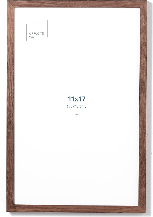 Opposite Wall - 11x17 in - Dark Solid Oak Wood Picture Frame - Lightweight, Versatile & Shatterproof - Wall Hanging Poster or Photo Frame - Wall Decor for Office, Gallery & Home