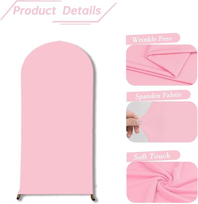 bricia Wedding Arch Backdrop Stand Cover, 6FT Double Sided Stretchy Arch Cover Fitted Wedding Birthday Party Banquet Decoration (Pink 72''Lx31.2''W)