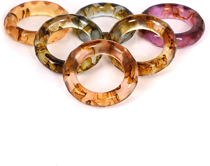 Epoxy Resin Napkin Holders for Cloth Napkins Set of 12 - Decorative Napkin Holders for Weddings, Parties & Everyday Dining - Diamond-Top Design in 6 Assorted Pastel Colors - CLEENTABLE