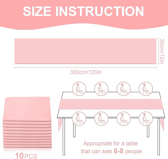 10 Pack 10ft Baby Pink Chiffon Table Runners Wedding Table Runner Sheer Romantic Tulle Table Runner for Christmas Wedding Bridal Tea Party Baby Shower Birthday Party Table Decorations(120 x 12 in)