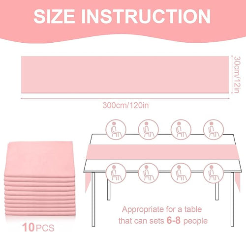 10 Pack 10ft Baby Pink Chiffon Table Runners Wedding Table Runner Sheer Romantic Tulle Table Runner for Christmas Wedding Bridal Tea Party Baby Shower Birthday Party Table Decorations(120 x 12 in)