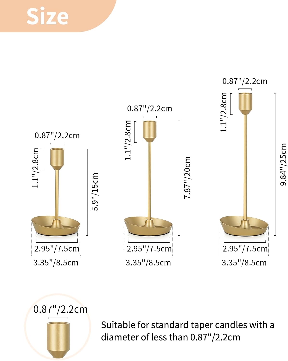 NUPTIO Taper Candle Holders for Centerpiece: Gold Candlestick Holders Bulk | 30 Pcs Tall Candleholders for Birthday Party, Brass Matte Candles Stick Decor Bulk Wax-catching Base for Table Fireplace