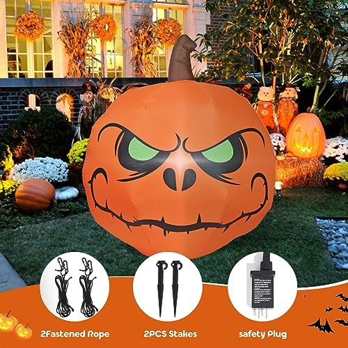 4ft halloween inflatable pumpkin with build-in led lights, side view