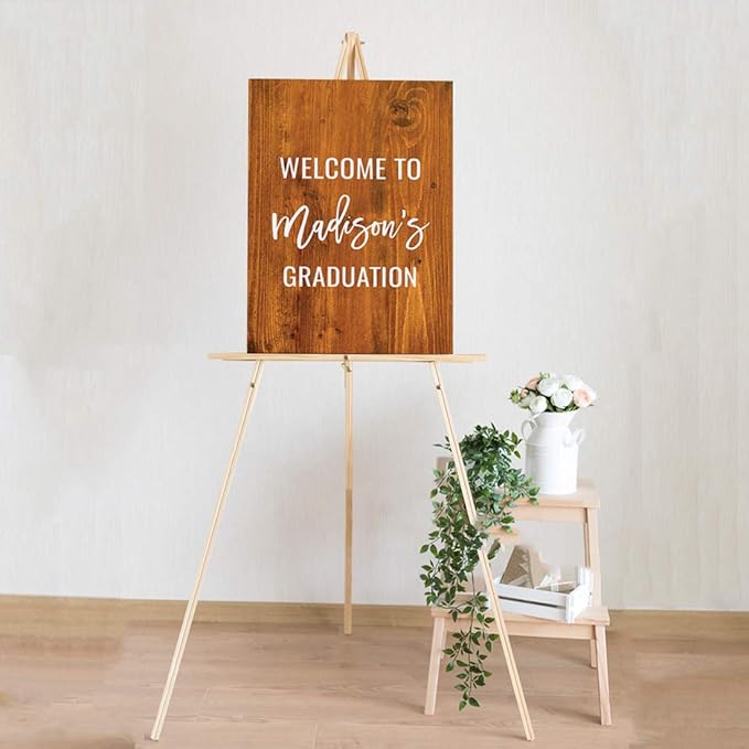 Andaz Press Personalized Extra Large Wedding Easel Board Party Sign, 12x18-inch, Rustic Barn Wood, Your Text Here, 1-Pack, Custom