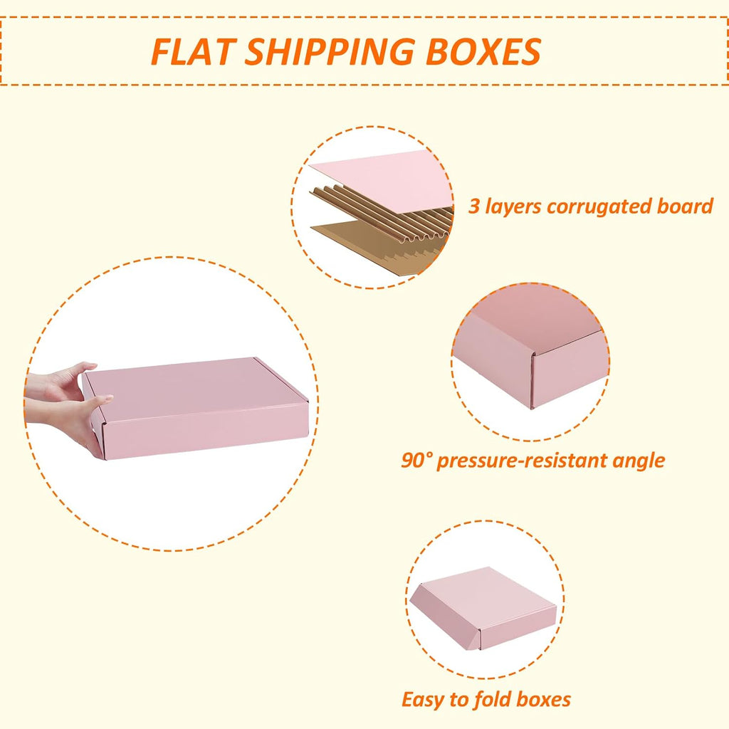 HORLIMER 11x8x2 inches Shipping Boxes Set of 25, Pink Corrugated Cardboard Gift Box for Packing, Mailing, Small Business
