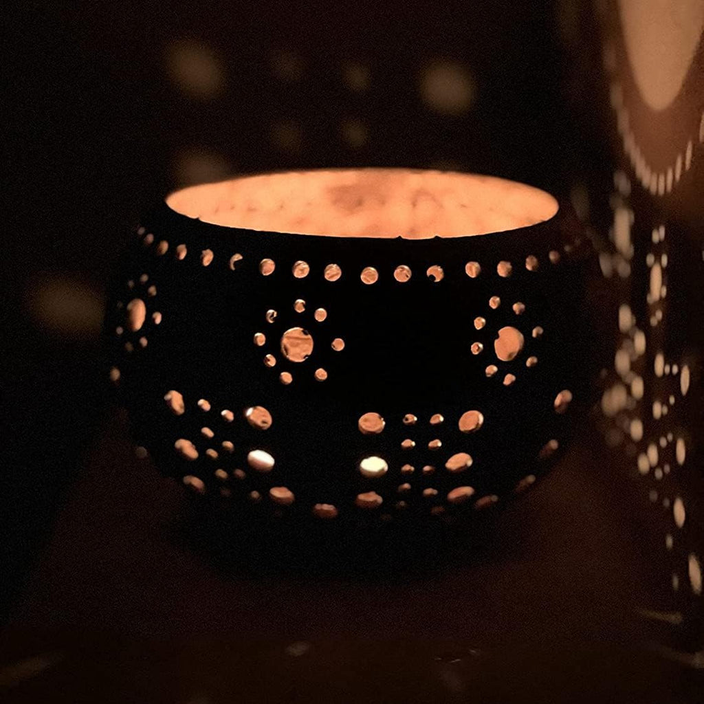 Candle Coconut Shell Bowl,Candle Holders,Handmade Coconut Shell Candle Holder for Small Pillar, Bowl