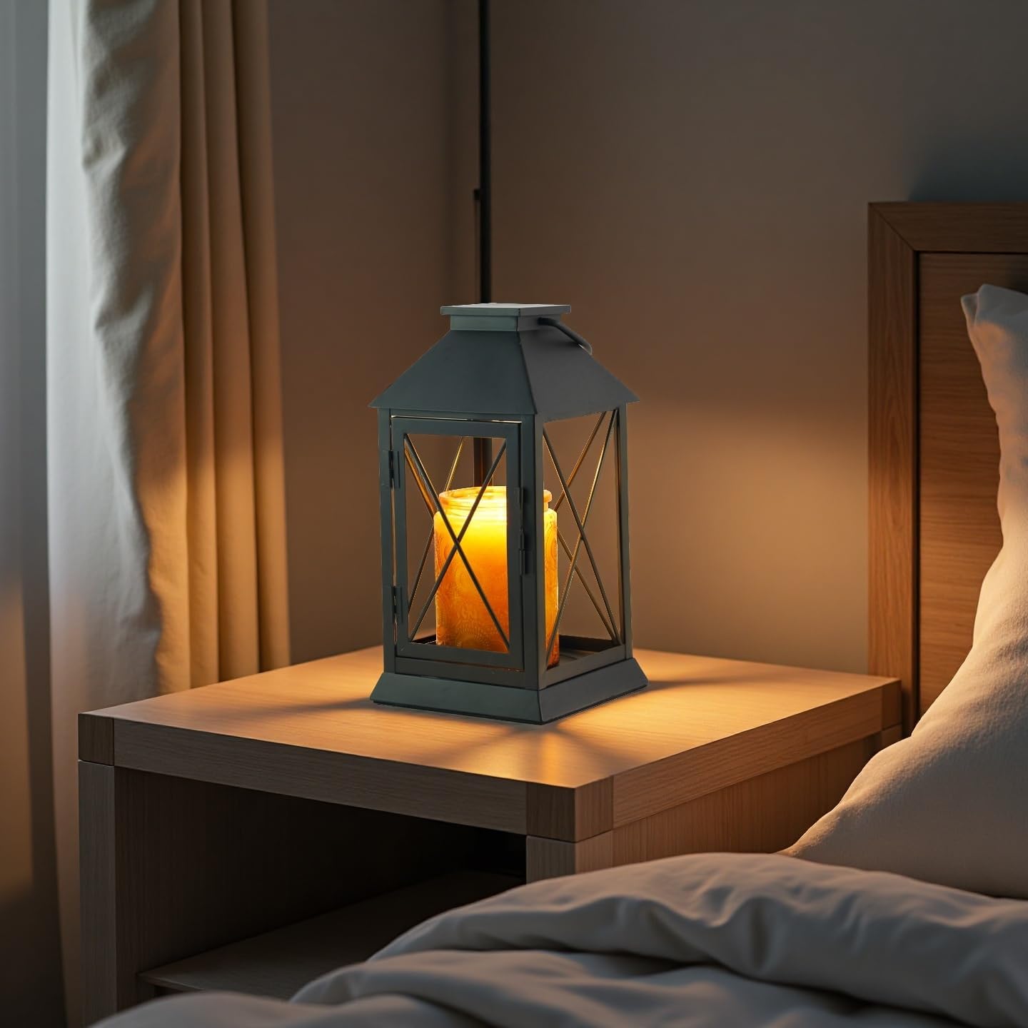 Candle Warmer Lamp with Timer Dimmable,Compatible with 3 Wick Candle/Large Candle,Vintage Lamp Candle Warmer Lantern Farmhouse Style,Fully Enclosed Designed and Hanging Up-Black