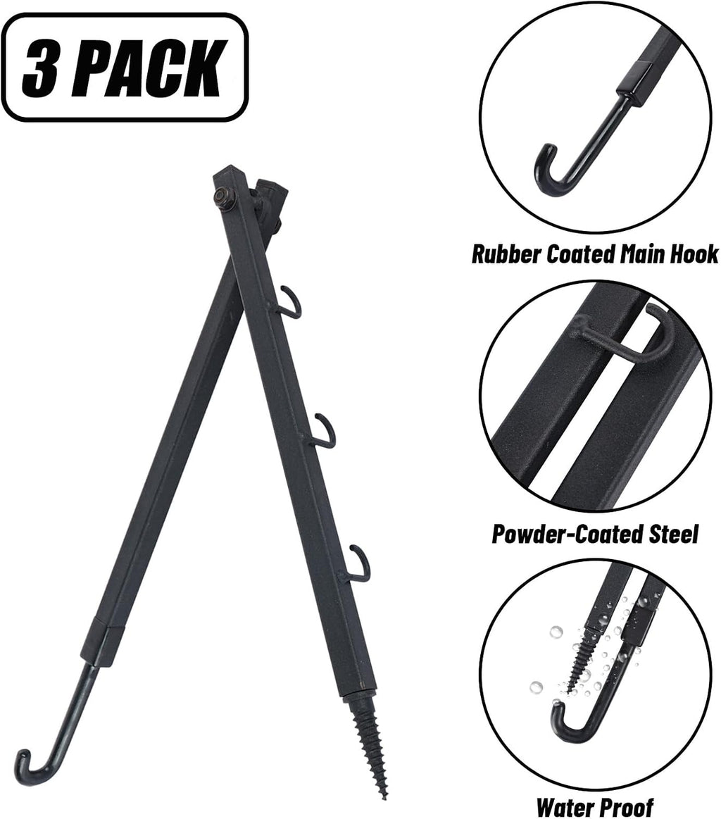 highwild tree stand folding bow hanger gear hanger shown in use