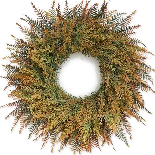 26" large artificial fern leaves fall wreath for, main product view