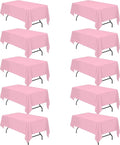 BRILLMAX 10 Pack Pink Tablecloths for 6 Foot Rectangle Tables 60 x 102 Inch - 6ft Rectangular Bulk Linen Polyester Fabric Washable Cloth Cover for Wedding Reception Banquet Birthday Party