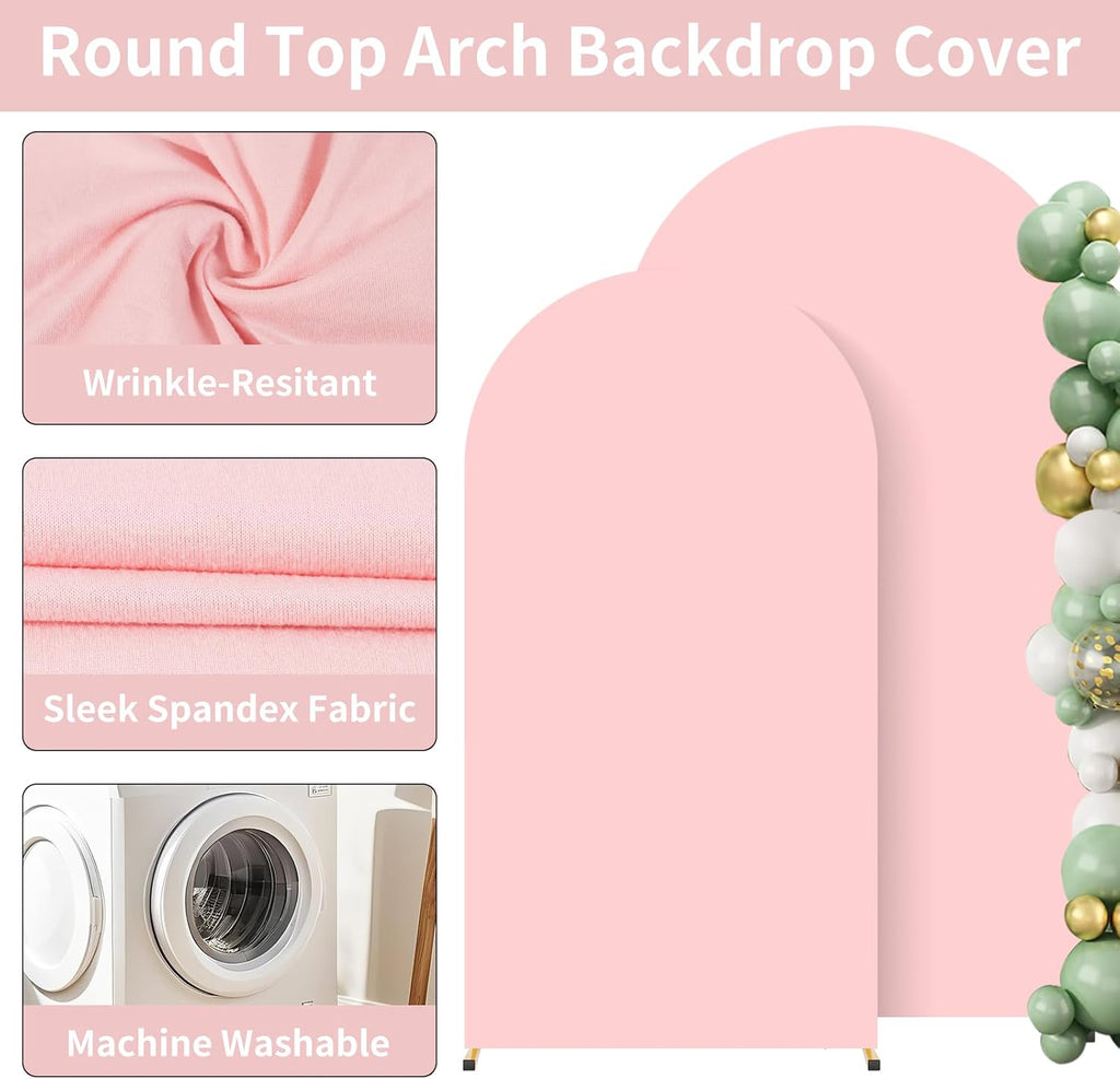 metal arch backdrop stand and pink cover set, package contents