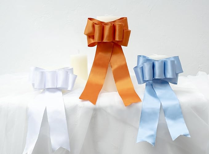 Orange Satin Ribbon Double-Faced Wired Ribbons for Gift Wrapping Flower Bouquet Bows Wedding Invitation Christmas Decor Crafts 2-1/2 Inch 10 Yards