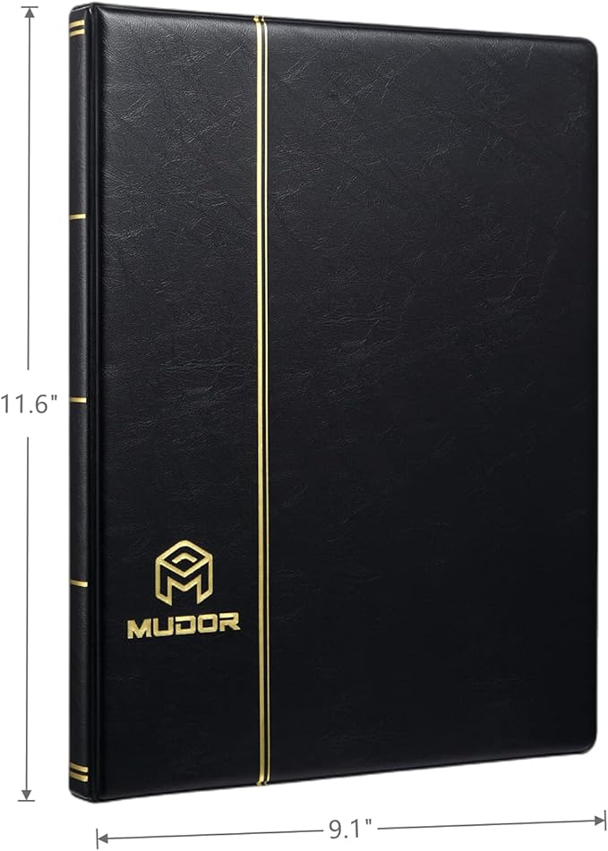 MUDOR Stamp Collecting Album for Collectors, 3 Rows Pockets, 10 Sheets Stamp Stockbook