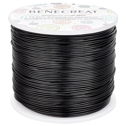 BENECREAT 18 Gauge Aluminum Wire 492FT Anodized Black Bendable Craft Wire for Beading Jewelry Craft Making, Plant Gardening, Sculpting Model Making