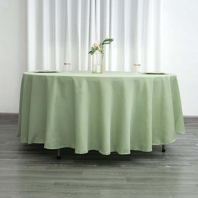 Efavormart Round Tablecloth, 108 Inch Stain & Wrinkle Resistant Washable Table Cloth, Decorative Polyester Fabric Table Cover for Banquet, Wedding, Dining- Sage Green