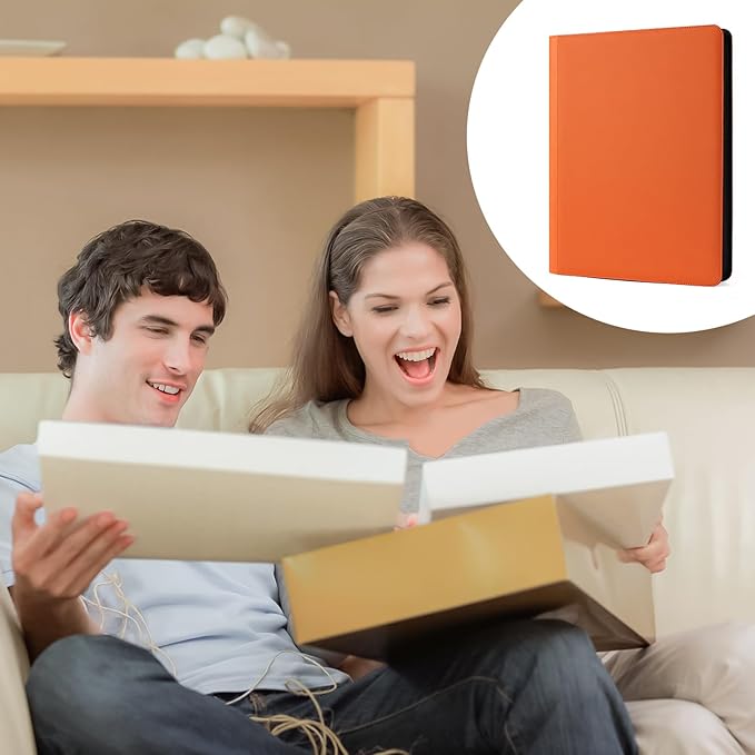 1000+ Pockets Trading Card binder, GEAoffice PU Cover Card Collection Binder, Premium 16 Pockets Card Holder Folders, Side Loading Card Album for YuGiOh, MTG, TCG, Game Cards & Sports Cards, Orange
