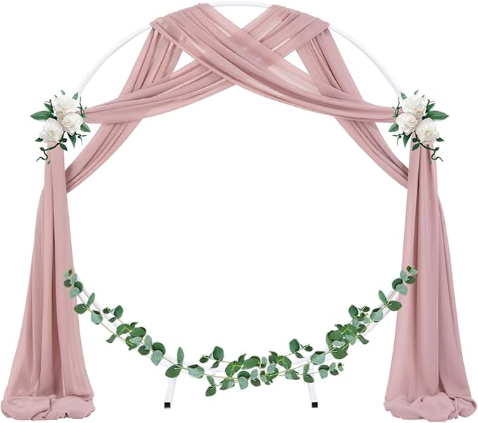 Socomi Wedding Arch Draping Fabric 1 Panel 29" x 19Ft Dusty Rose Sheer Chiffon Curtain Drapes 6 Yards for Wedding Ceremony Birthday Party Decoration