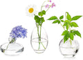Glass Bud Vases Set of 3, Hewory Cute Clear Small Vases Handmade, Mini Glass Flower Vase for Floral Arrangement, Tiny Centerpiece for Wedding Party Events Home Office Table Decor (Not Include Flower)