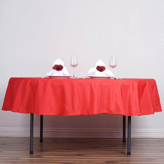 Efavormart Round Tablecloth, 90 Inch Stain & Wrinkle Resistant Washable Table Cloth, Decorative Polyester Fabric Table Cover for Banquet, Wedding, Dining- Red