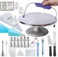 78PCS Cake Supplie With 12Inch Aluminum Alloy Rotating Cake Stand Turntable | For Cake Decorating With Steel Icing Scrapers,Piping Tips and Bags,Cake Leveler,Icing pen,Pie server,Spatula