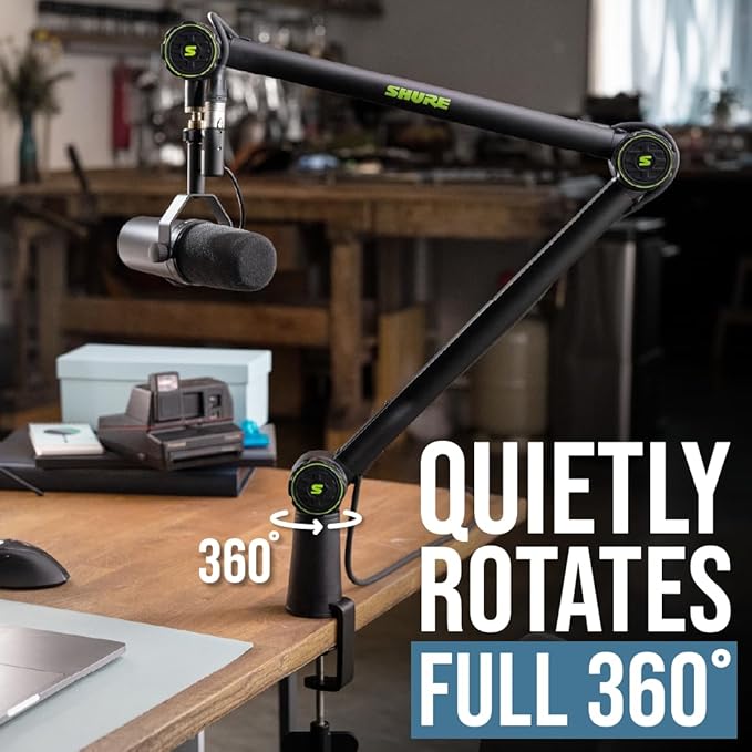 Shure by Gator Deluxe Articulating Desktop Podcasting Mic Boom Arm with Cable Management Channel; (SH-BROADCAST1)