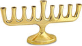 Zion Judaica Stunning Sleek Gold Designers Menorah for Hanukkah High Polished Traditional Candle and Oil Chanukiah Classic Gold Chanukah Minorah fits Candles or Oil Cups