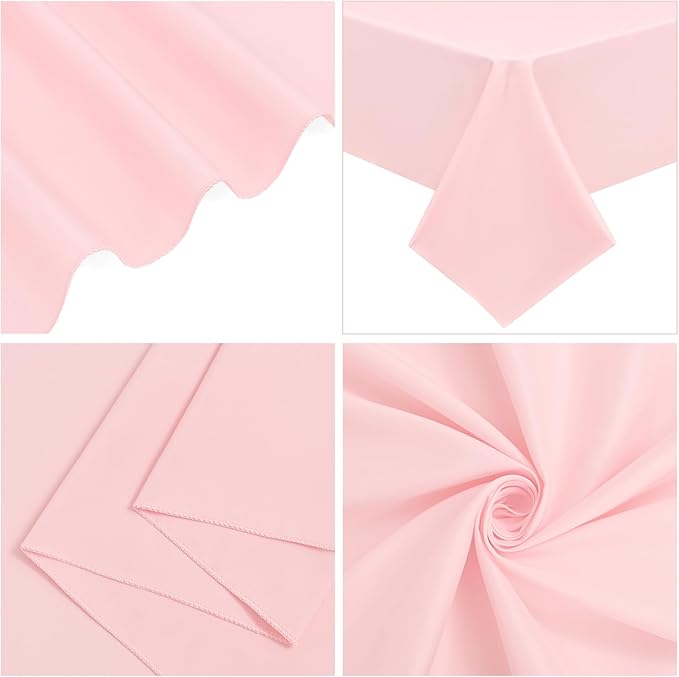 10 Pack Pink Tablecloths for 6ft Rectangle Tables 60 x 102 Inch - Polyester Table Cover Stain and Wrinkle Resistant Washable Fabric Table Clothes for Wedding Party Banquet Reception Restaurant